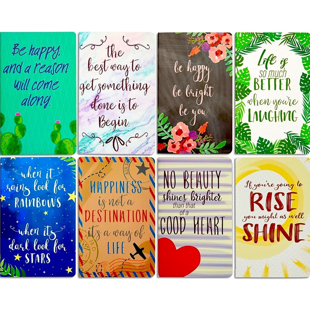 Set of 8 Inspirational Notebooks, 5x8 Bulk Journals
